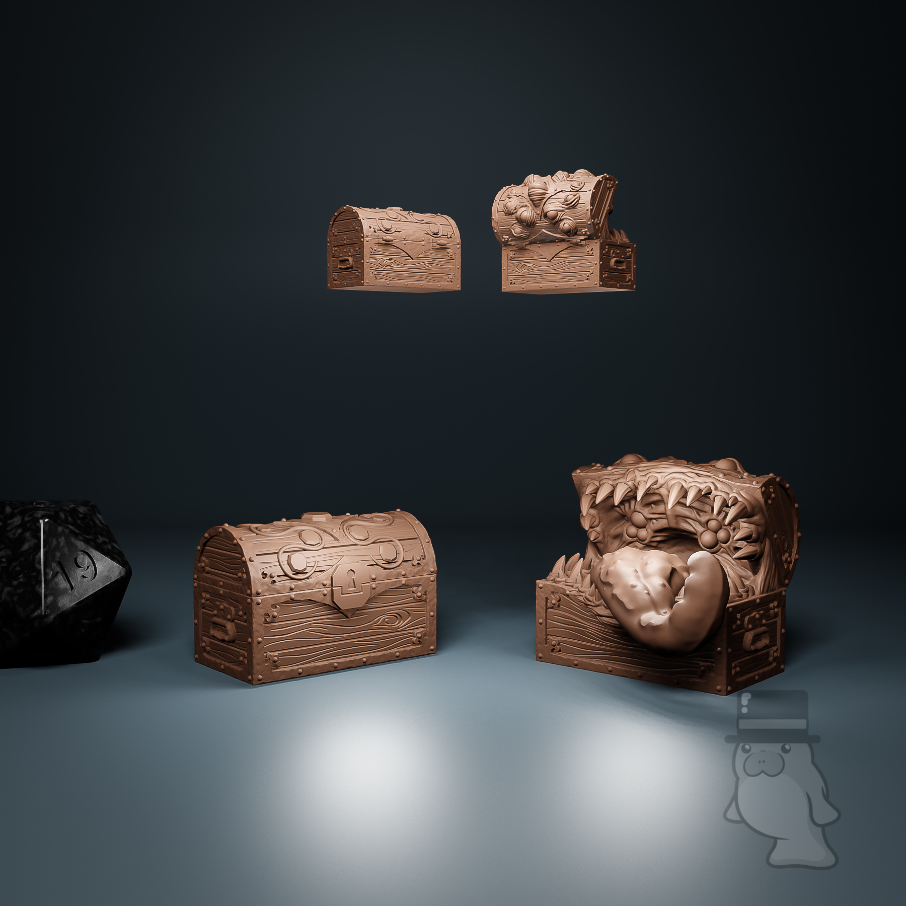 Chest Mimic Mimic Nightmares Black Skull Studio Mini Manatee New